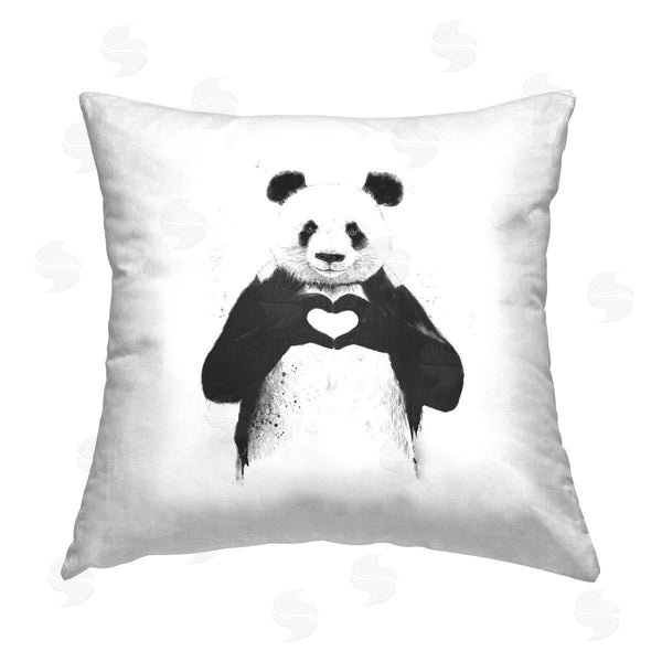 stupell industries Balazs Solti | Panda & Heart Symbol Printed Throw Pillow