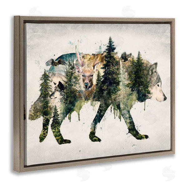 Stupell Industries Barrett Biggers | Woodland Wildlife Wolf Contour