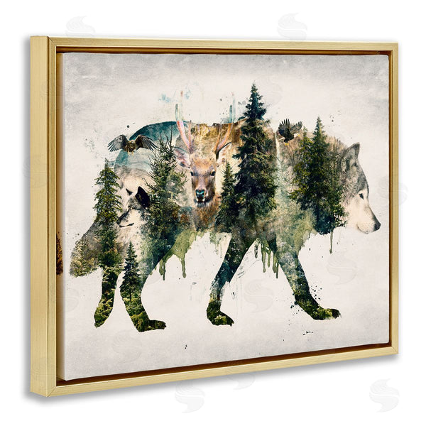 Stupell Industries Barrett Biggers | Woodland Wildlife Wolf Contour