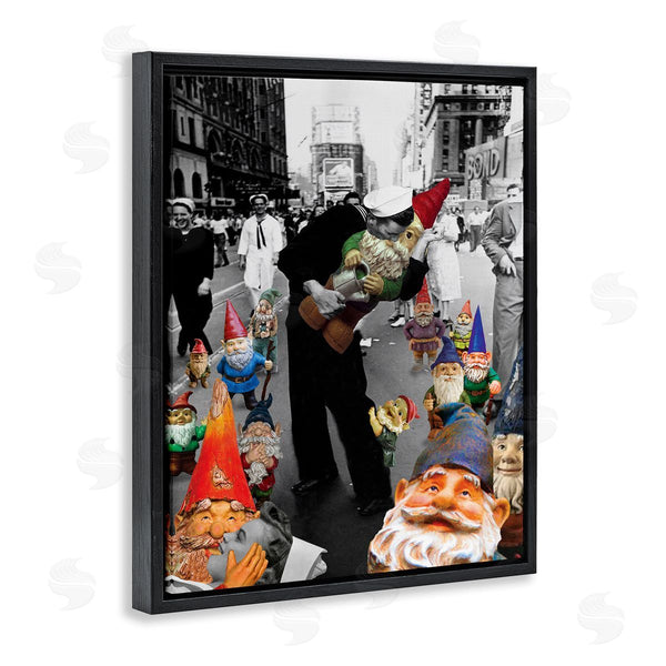 Stupell Industries Barry Kite | Classic Kissing Sailor Urban Photograph Whimsical Gnomes Wall Art