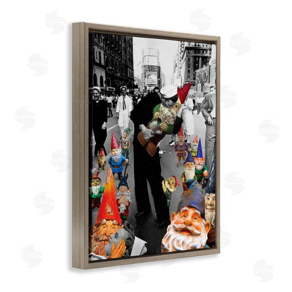 Stupell Industries Barry Kite | Classic Kissing Sailor Urban Photograph Whimsical Gnomes Wall Art