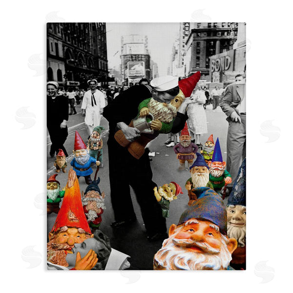 stupell industries Barry Kite | Classic Kissing Sailor Urban Photograph Whimsical Gnomes Wall Art