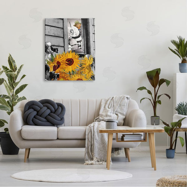 Stupell Industries Barry Kite | Classic Van Gogh Sunflowers & Paparazzi Collage Painting Wall Art