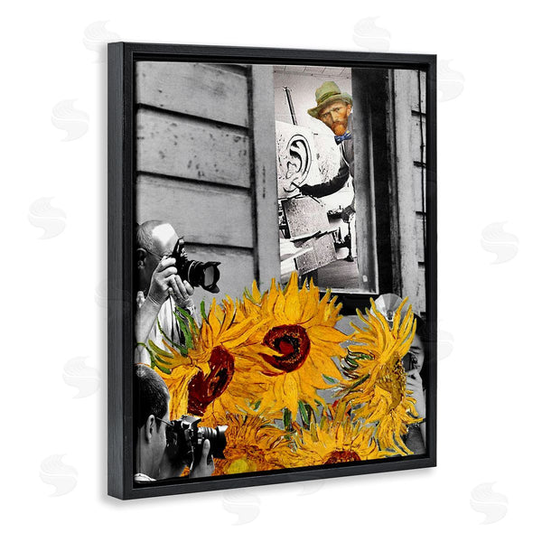 Stupell Industries Barry Kite | Classic Van Gogh Sunflowers & Paparazzi Collage Painting Wall Art