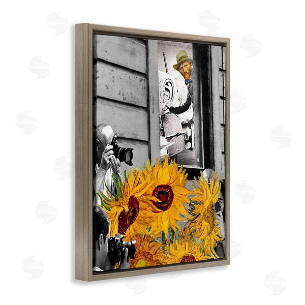 Stupell Industries Barry Kite | Classic Van Gogh Sunflowers & Paparazzi Collage Painting Wall Art