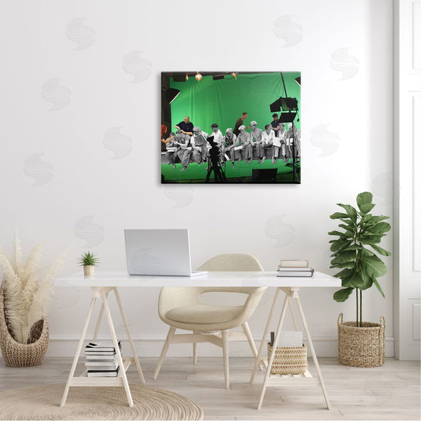 Stupell Industries Barry Kite | Green Movie Set Vintage Monochrome People Collage Wall Art