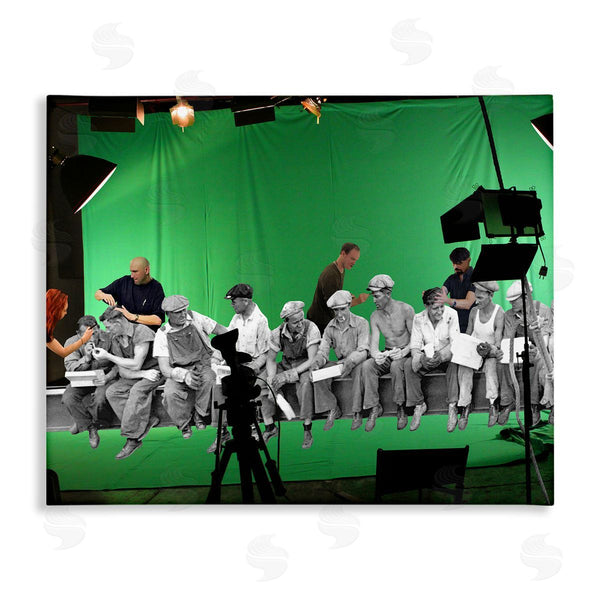 stupell industries Barry Kite | Green Movie Set Vintage Monochrome People Collage Wall Art