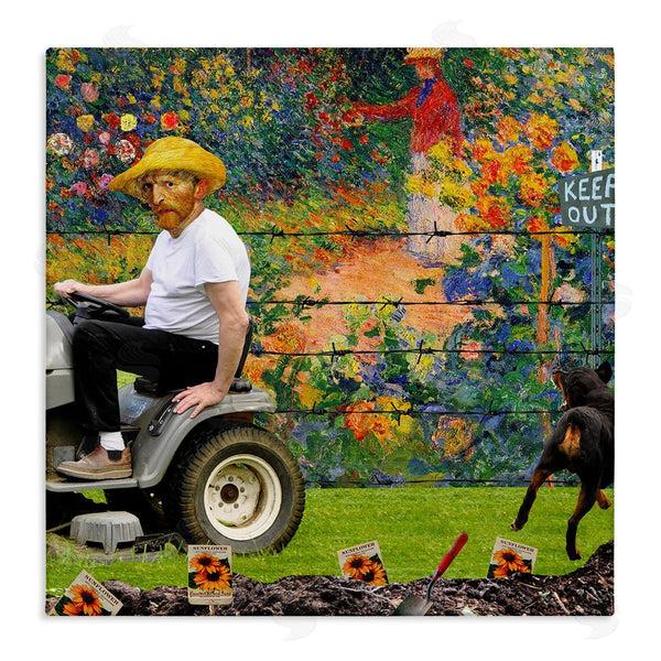 stupell industries Barry Kite | Van Gogh Gardening Flowers Farmer Dog Collage Wall Art