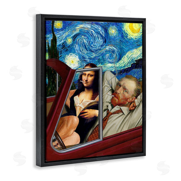 Stupell Industries Barry Kite | Van Gogh & Mona Lisa Driving Starry Night Sky Wall Art