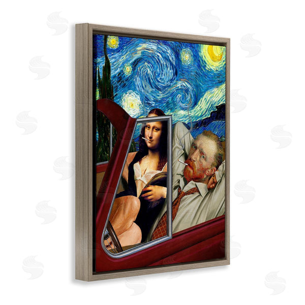 Stupell Industries Barry Kite | Van Gogh & Mona Lisa Driving Starry Night Sky Wall Art