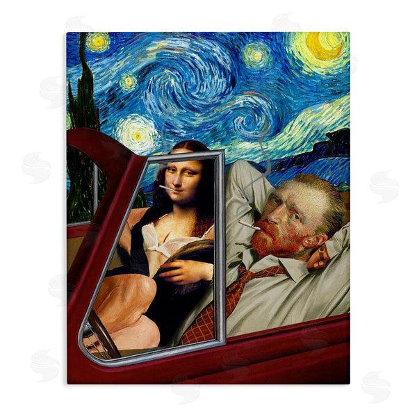 stupell industries Barry Kite | Van Gogh & Mona Lisa Driving Starry Night Sky Wall Art