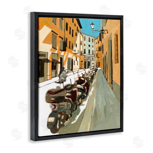 Stupell Industries Bart E. Slyp | Row Of Mopeds Yellow European City Street