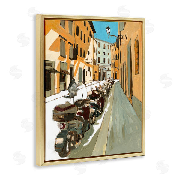 Stupell Industries Bart E. Slyp | Row Of Mopeds Yellow European City Street