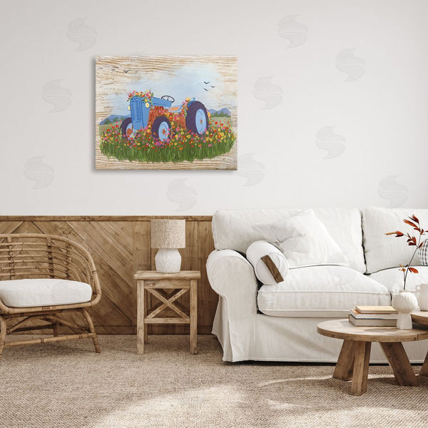 Stupell Industries Be Ni La | Farmhouse Tractor Floral Blooms Wall Art