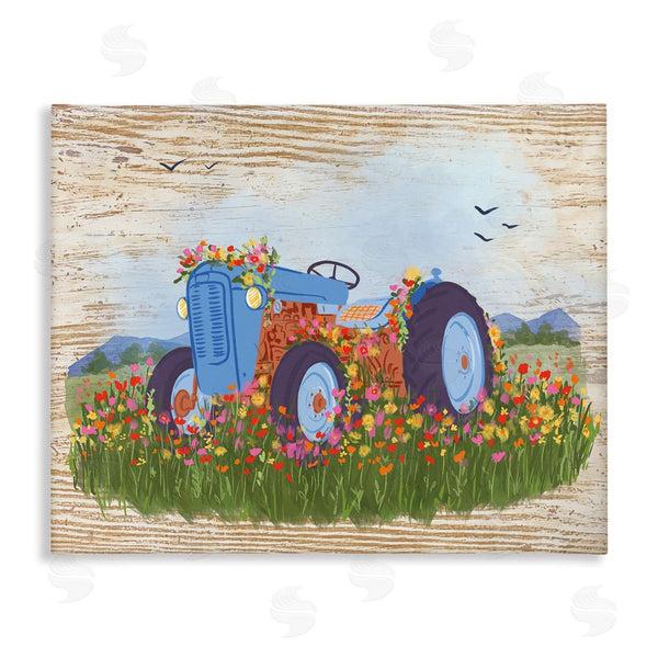 stupell industries Be Ni La | Farmhouse Tractor Floral Blooms Wall Art