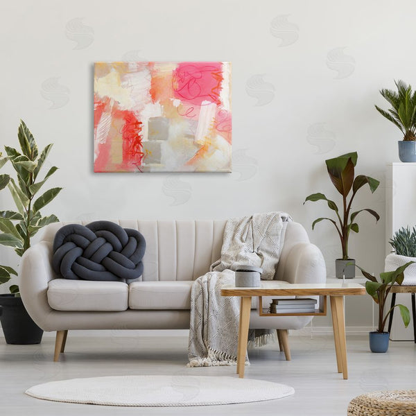 Stupell Industries Beau Wild | Vivid Pink Geometric Shapes Scribble Doodle Lines Wall Art