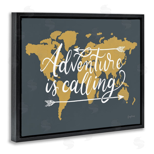Stupell Industries Becky Thorns | Adventure Is Calling Phrase Arrows Over World Map Wall Art