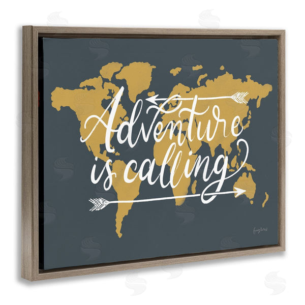 Stupell Industries Becky Thorns | Adventure Is Calling Phrase Arrows Over World Map Wall Art