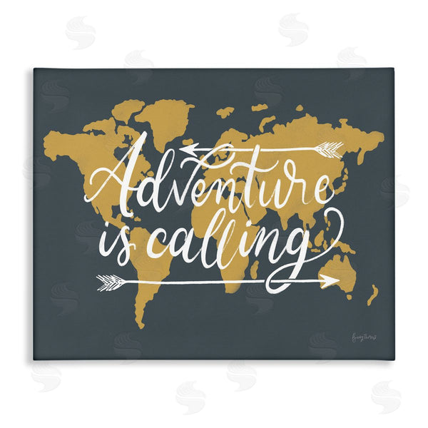 stupell industries Becky Thorns | Adventure is Calling Phrase Arrows over World Map Wall Art