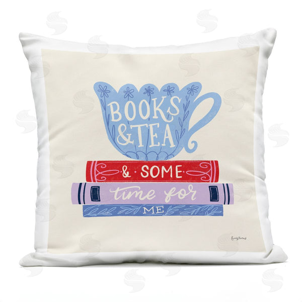 Stupell Industries Becky Thorns | Books Tea Time For Me Printed Throw Pillow