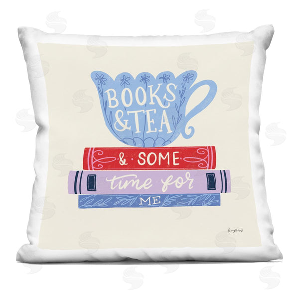 stupell industries Becky Thorns | Books Tea Time For Me Printed Throw Pillow
