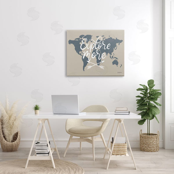 Stupell Industries Becky Thorns | Explore More Sentiment Crossed Arrows World Map Wall Art