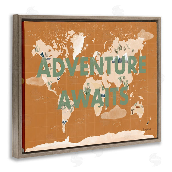 Stupell Industries Becky Thorns | Tropical World Map Adventure Awaits Wall Art