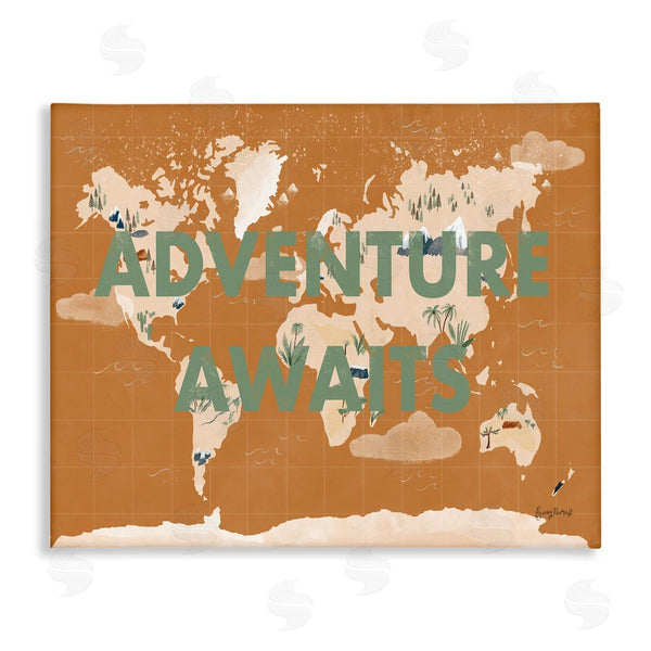 stupell industries Becky Thorns | Tropical World Map Adventure Awaits Wall Art