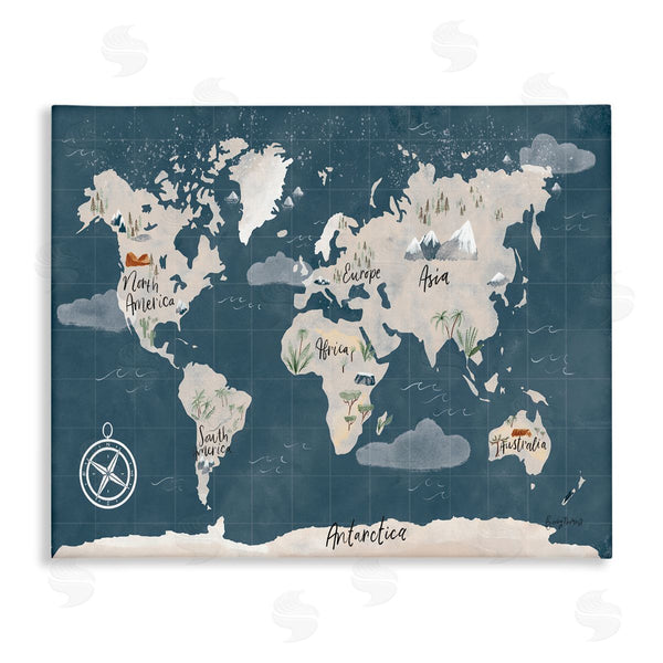 stupell industries Becky Thorns | World Map Nautical Cloud Details