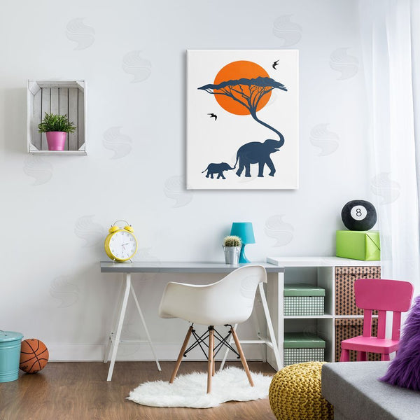 Stupell Industries Bellassai Art | African Safari Elephant Family Wall Art