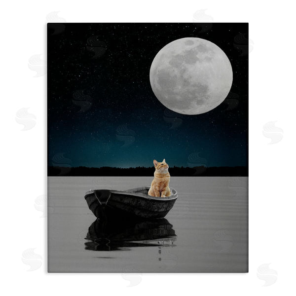 stupell industries Bellassai Art | Orange Cat in Night Rowboat Wall Art