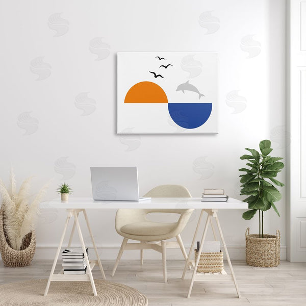 Stupell Industries Bellassai Art | Sunset Balance Dolphin Jump Wall Art