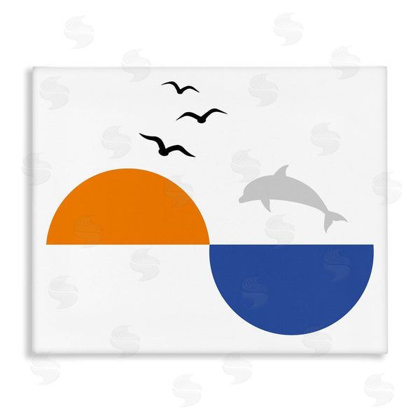 stupell industries Bellassai Art | Sunset Balance Dolphin Jump Wall Art