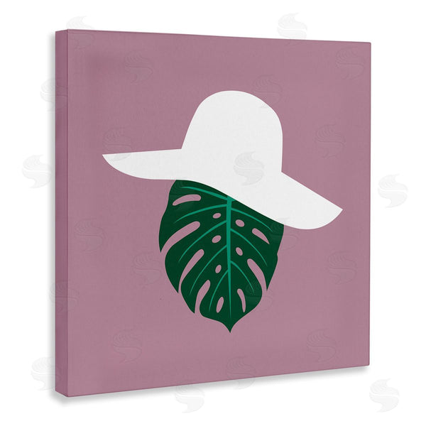 Stupell Industries Bellassai Art | Tropical Look Fashion Monstera Leaf Floppy Hat Wall Art