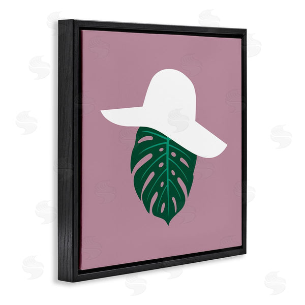 Stupell Industries Bellassai Art | Tropical Look Fashion Monstera Leaf Floppy Hat Wall Art