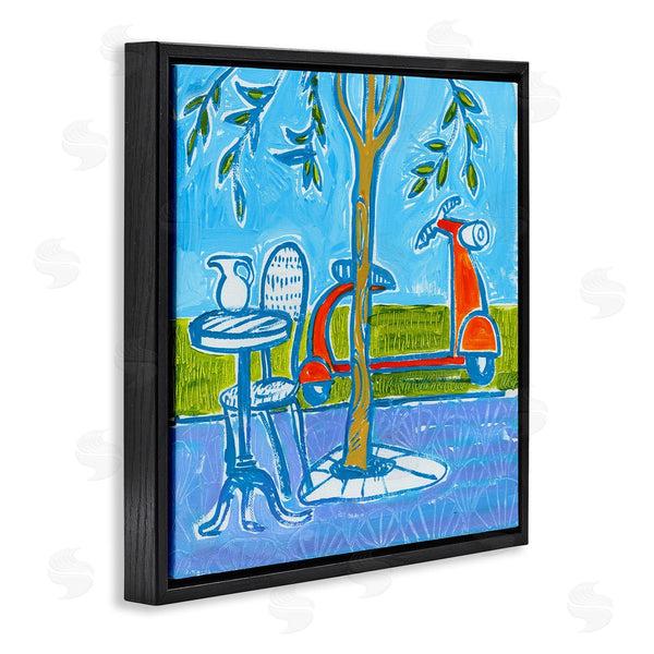 Stupell Industries Ben Mann | Contemporary Garden Scene Parked Scooter Abstract Nature Wall Art