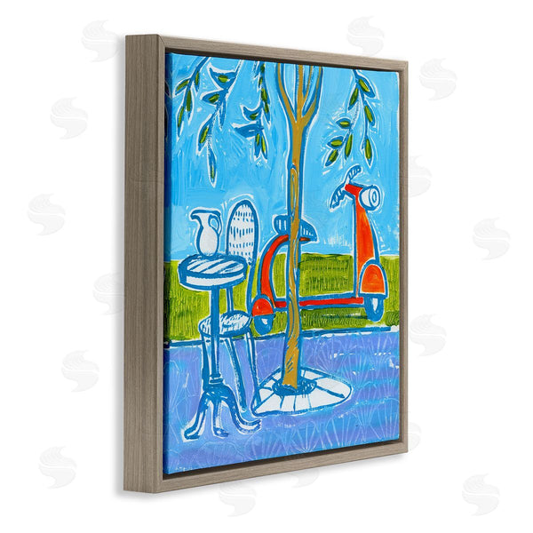 Stupell Industries Ben Mann | Contemporary Garden Scene Parked Scooter Abstract Nature Wall Art