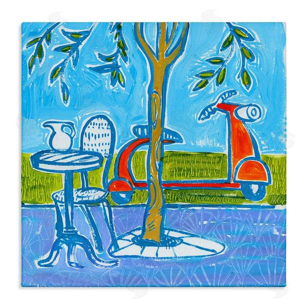 stupell industries Ben Mann | Contemporary Garden Scene Parked Scooter Abstract Nature Wall Art