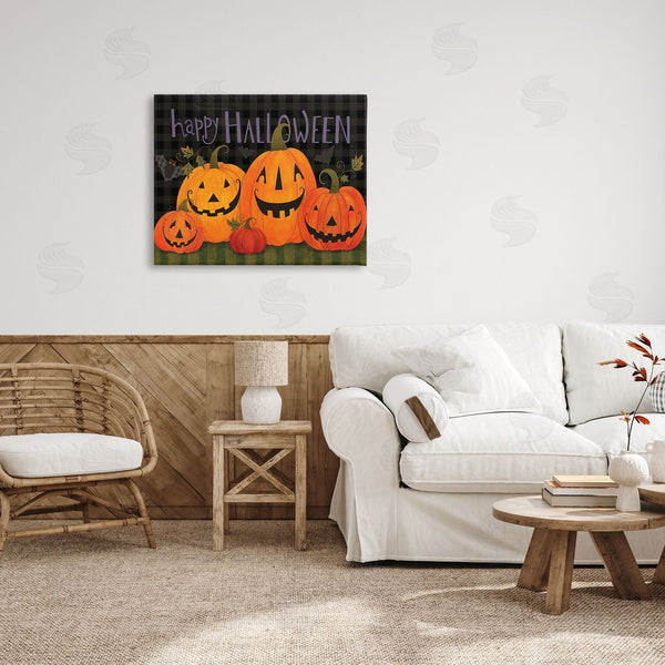 Stupell Industries Bernadette Deming | Halloween Smiling Jack-o-Lanterns Wall Art