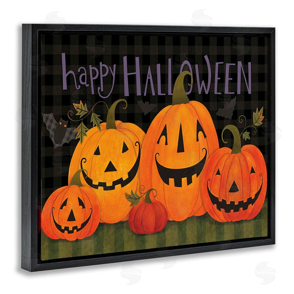 Stupell Industries Bernadette Deming | Halloween Smiling Jack-o-Lanterns Wall Art