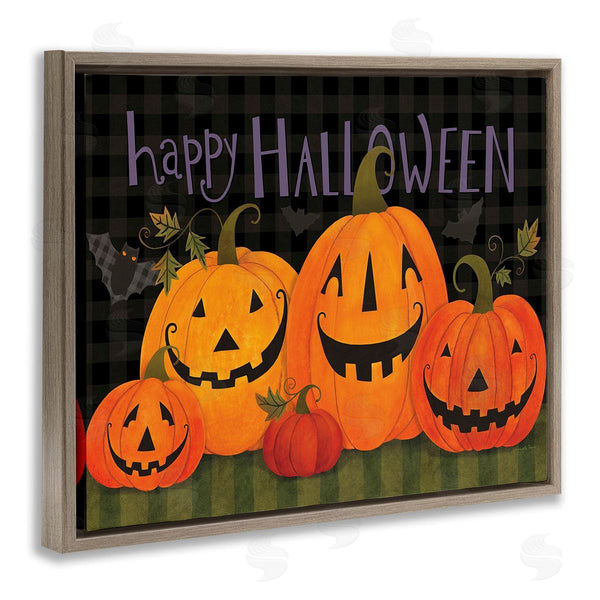 Stupell Industries Bernadette Deming | Halloween Smiling Jack-o-Lanterns Wall Art