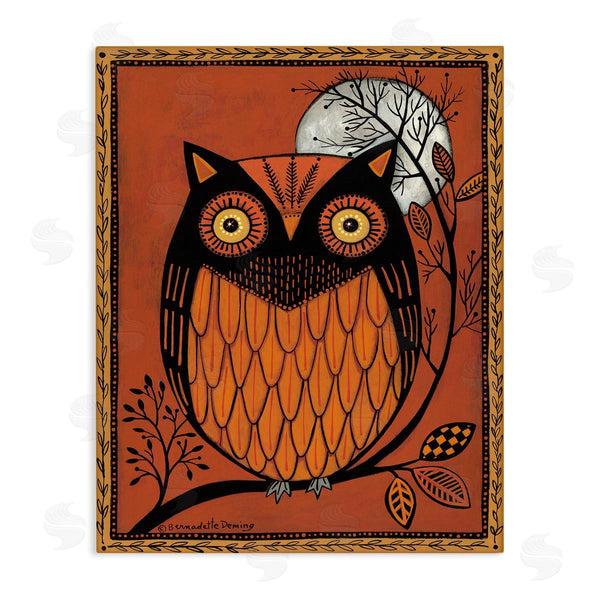 stupell industries Bernadette Deming | Round Owl Autumn Botanical Border Wall Art