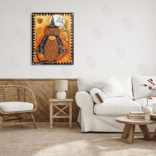 Stupell Industries Bernadette Deming | Seasonal Autumn Owl Moonlit Night Wall Art