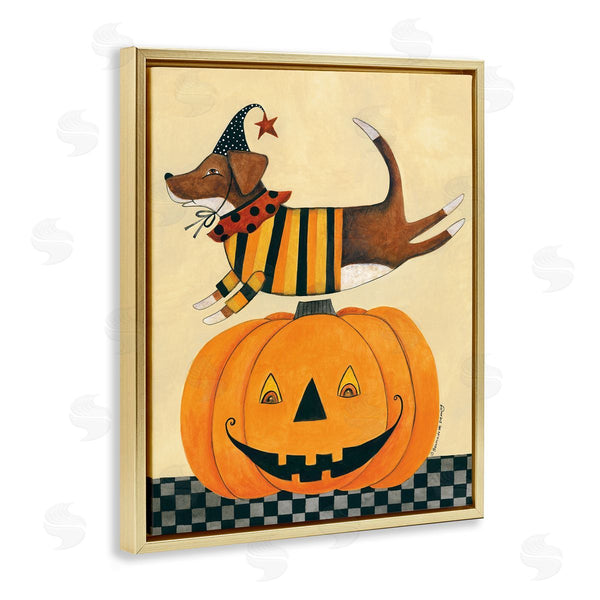 Stupell Industries Bernadette Deming | Vintage Carved Pumpkin Dog Illustration