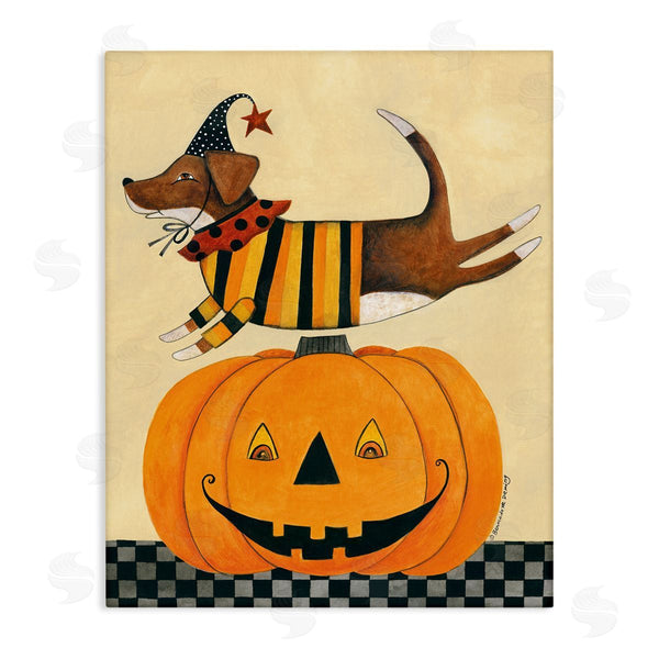 stupell industries Bernadette Deming | Vintage Carved Pumpkin Dog Illustration
