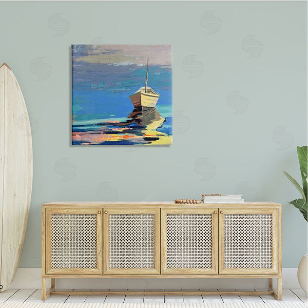 Stupell Industries Beth A. Forst | Cozy Fishing Boat Impressionist Sunset Painting Wall Art