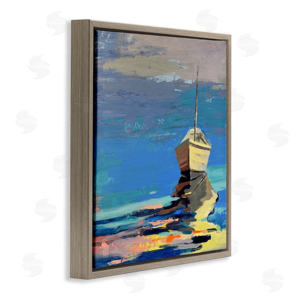Stupell Industries Beth A. Forst | Cozy Fishing Boat Impressionist Sunset Painting Wall Art