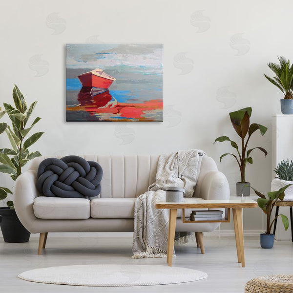 Stupell Industries Beth A. Forst | Red Row Boat Reflection On Lake Water Abstract Wall Art