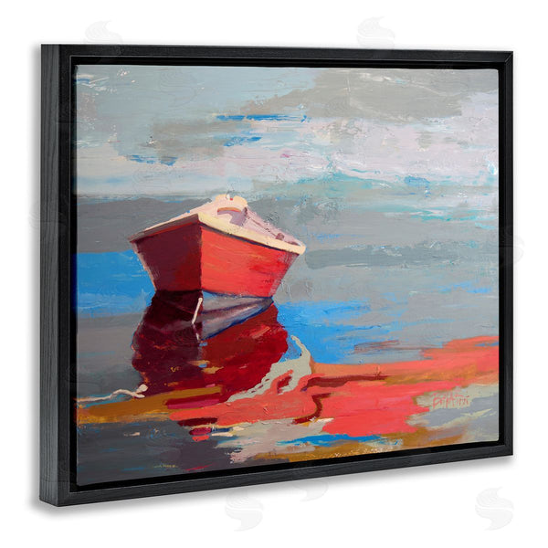 Stupell Industries Beth A. Forst | Red Row Boat Reflection On Lake Water Abstract Wall Art