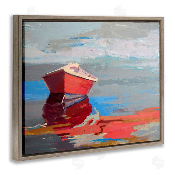Stupell Industries Beth A. Forst | Red Row Boat Reflection On Lake Water Abstract Wall Art